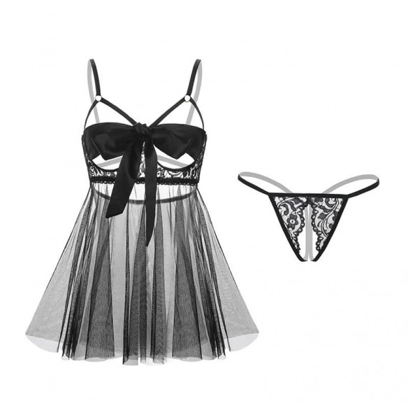 FEE ET MOI Sexy Lace Bows Nightdress (Black) FEE ET MOI Sexy Lace Bows Nightdress (Black)